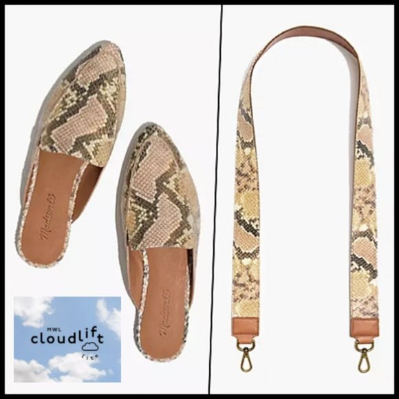 Madewell Shoes - Madewell Snake Embossed Leather Mules & Bag Strap